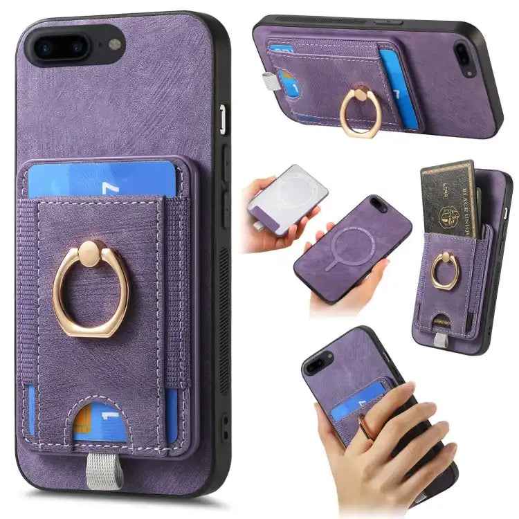 Retro Splitable Magnetic Card Bag Leather Phone Case
