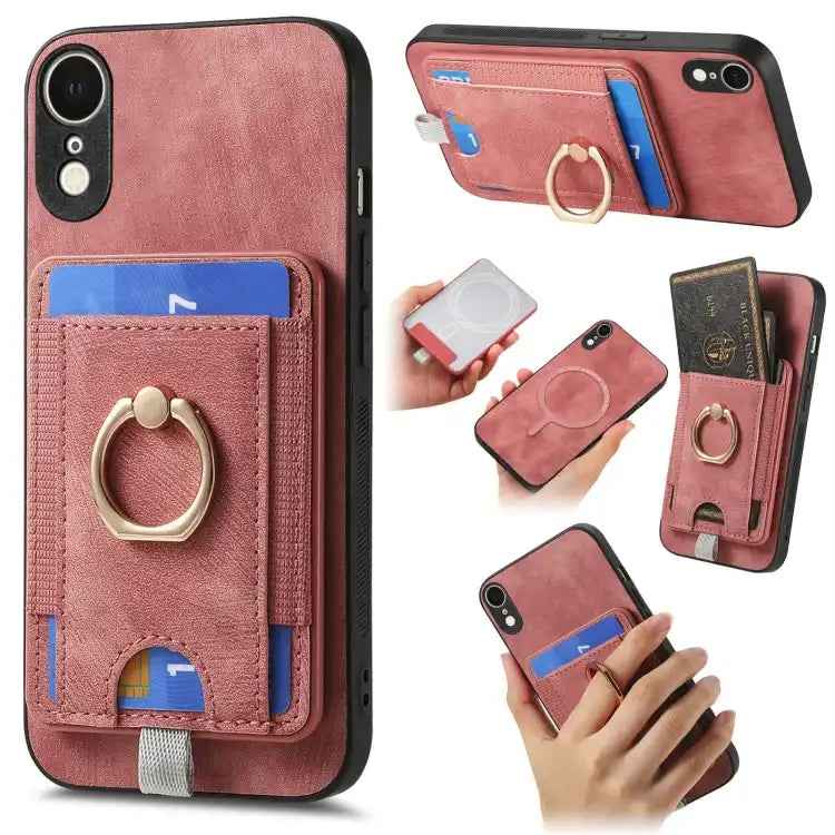 Retro Splitable Magnetic Card Bag Leather Phone Case