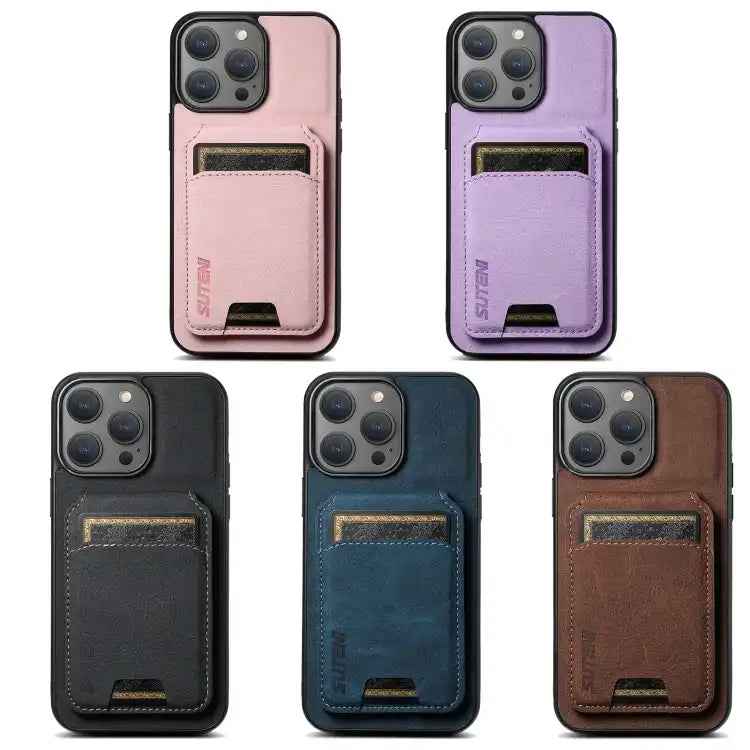 Suteni H02 Litchi Leather Card Wallet Stand Back Phone Case