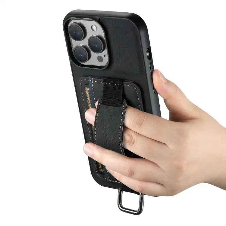 Suteni H13 Litchi Leather Wrist Strap Wallet Back Phone Case