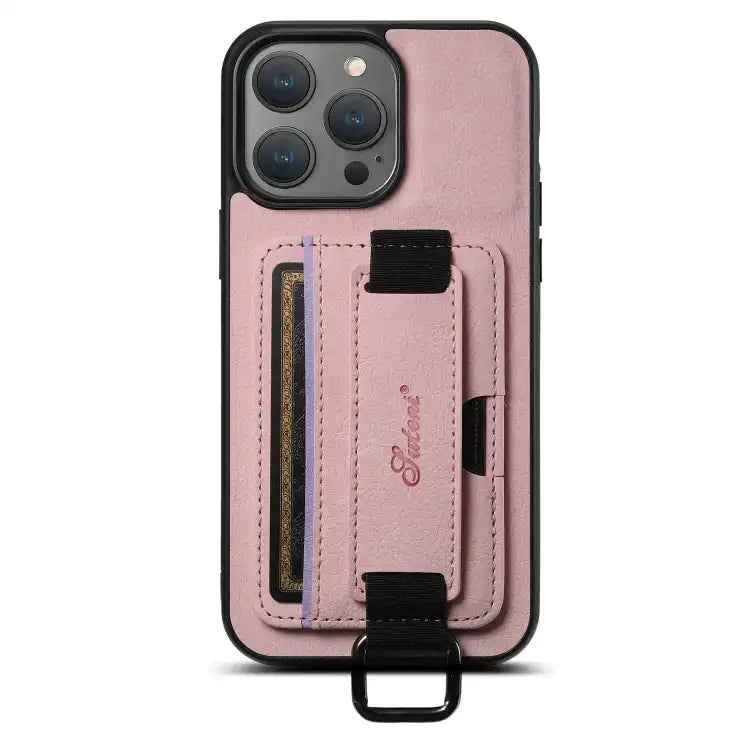 Suteni H13 Litchi Leather Wrist Strap Wallet Back Phone Case