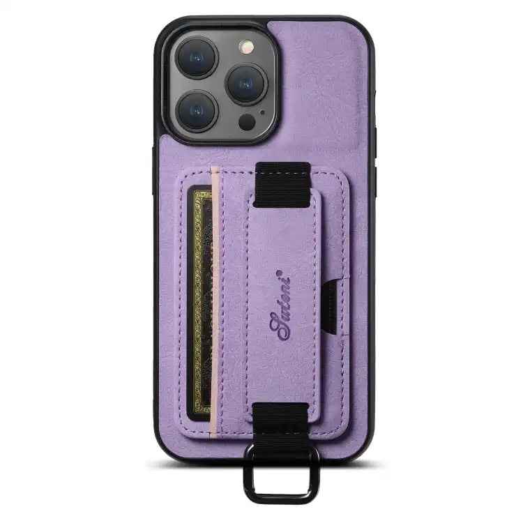 Suteni H13 Litchi Leather Wrist Strap Wallet Back Phone Case