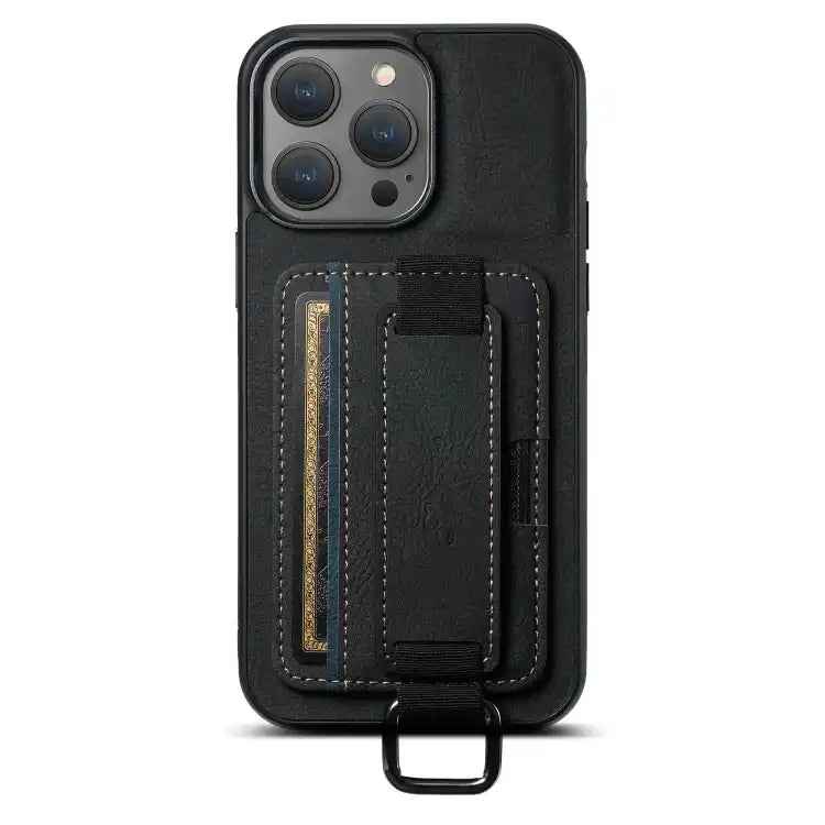 Suteni H13 Litchi Leather Wrist Strap Wallet Back Phone Case