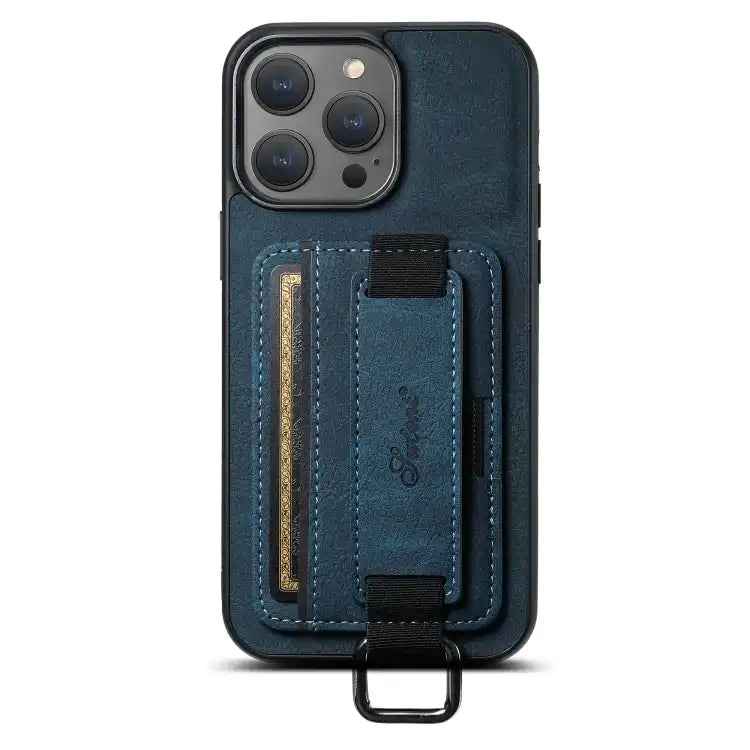 Suteni H13 Litchi Leather Wrist Strap Wallet Back Phone Case