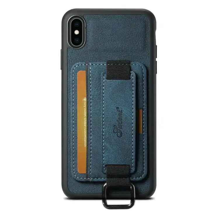 Suteni H13 Litchi Leather Wrist Strap Wallet Back Phone Case