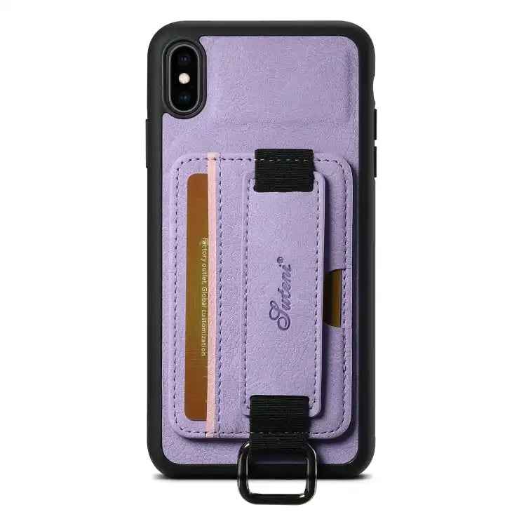 Suteni H13 Litchi Leather Wrist Strap Wallet Back Phone Case