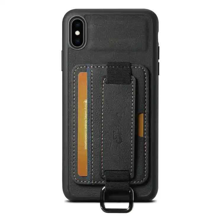 Suteni H13 Litchi Leather Wrist Strap Wallet Back Phone Case