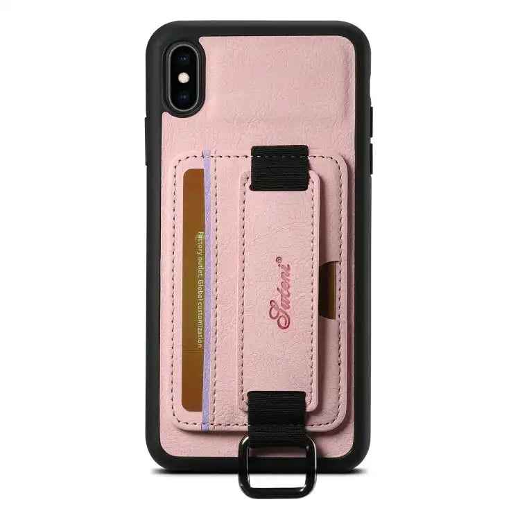 Suteni H13 Litchi Leather Wrist Strap Wallet Back Phone Case