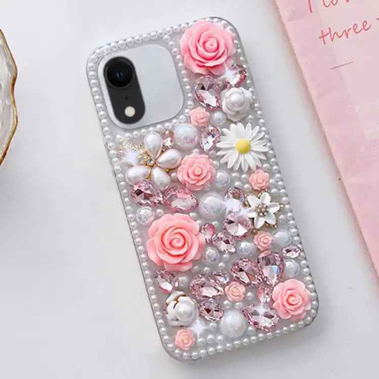 Rose Hand-set Diamond PC Phone Case