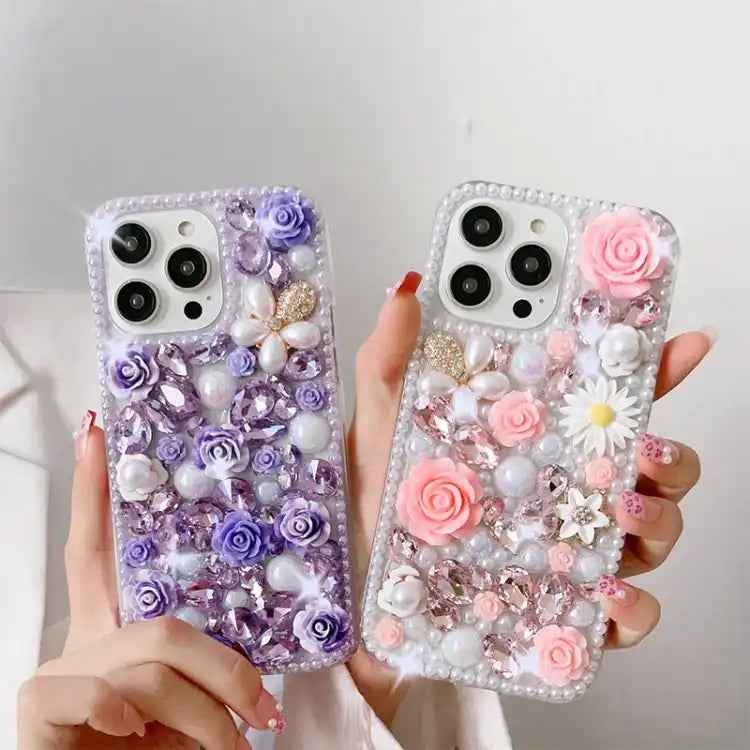Rose Hand-set Diamond PC Phone Case
