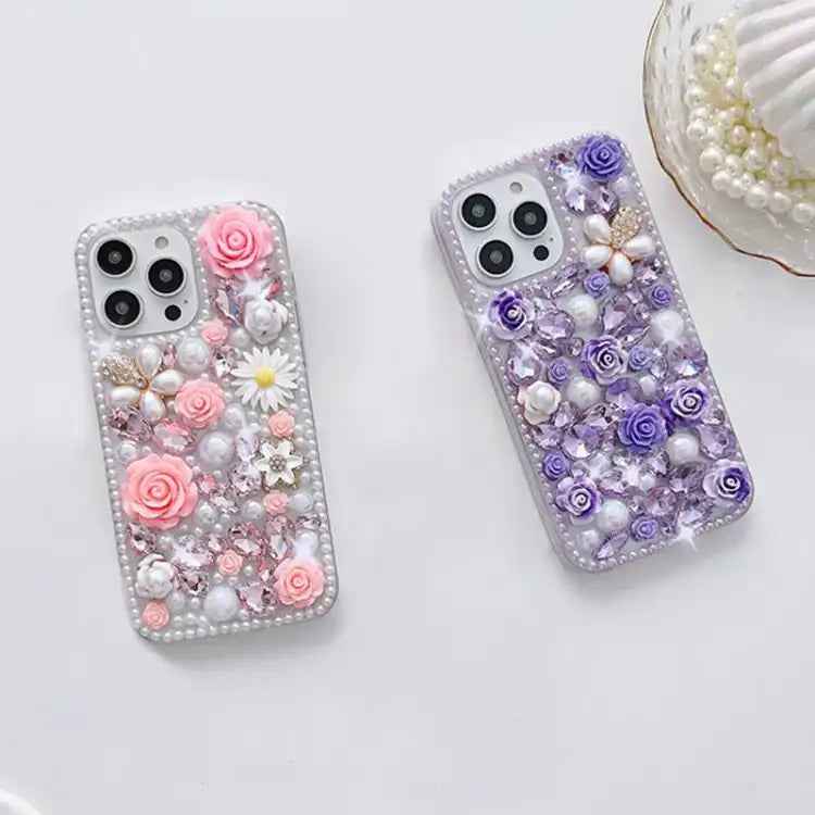 Rose Hand-set Diamond PC Phone Case