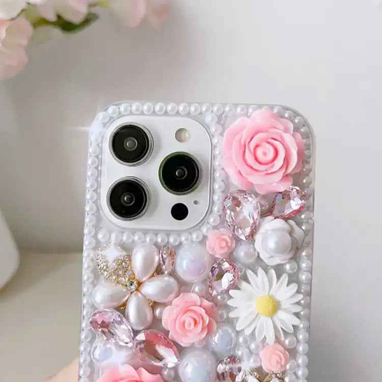 Rose Hand-set Diamond PC Phone Case