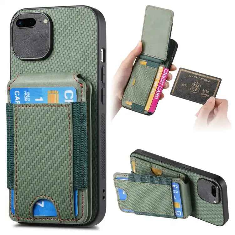 Carbon Fiber Vertical Flip Wallet Stand Phone Case