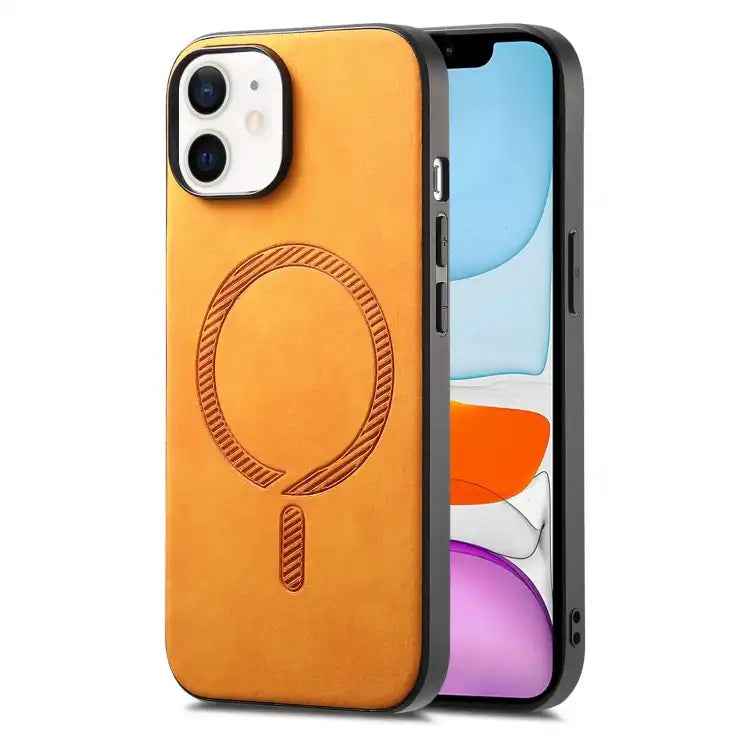 Solid Color Retro Magsafe PU Back Cover Phone Case