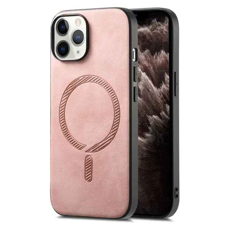 Solid Color Retro Magsafe PU Back Cover Phone Case