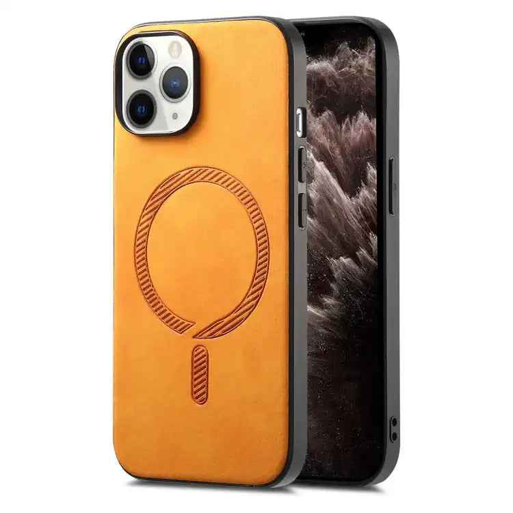 Solid Color Retro Magsafe PU Back Cover Phone Case