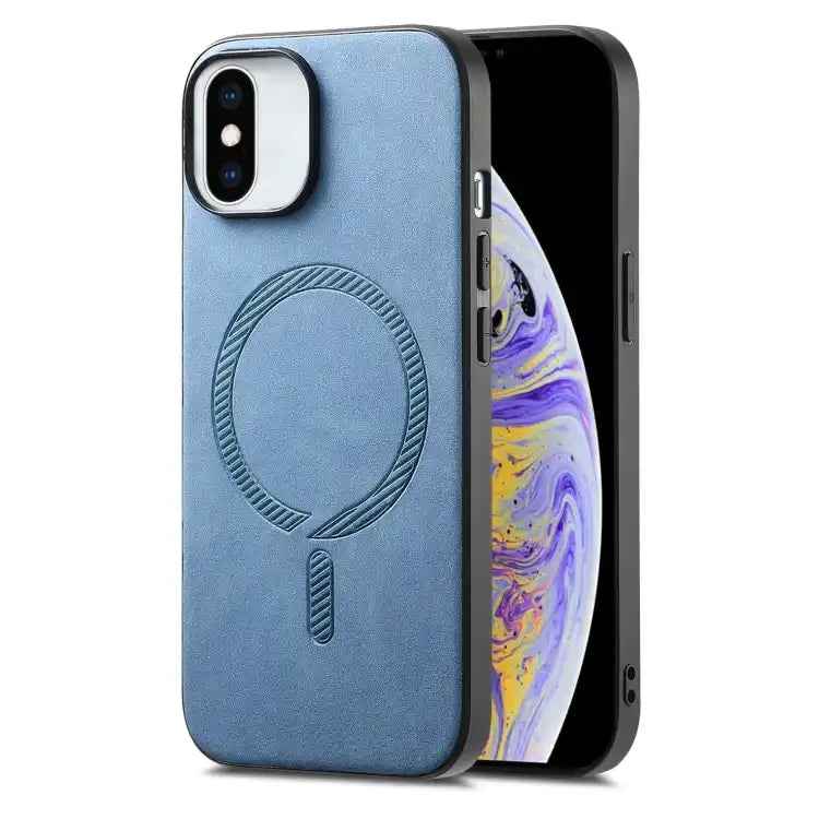 Solid Color Retro Magsafe PU Back Cover Phone Case