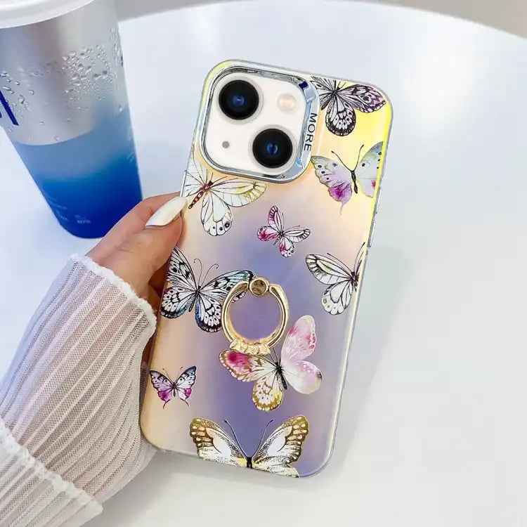 Electroplating Laser Butterfly Ring Holder Phone Case