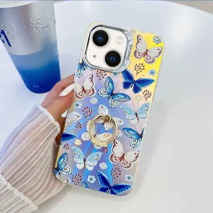 Electroplating Laser Butterfly Ring Holder Phone Case