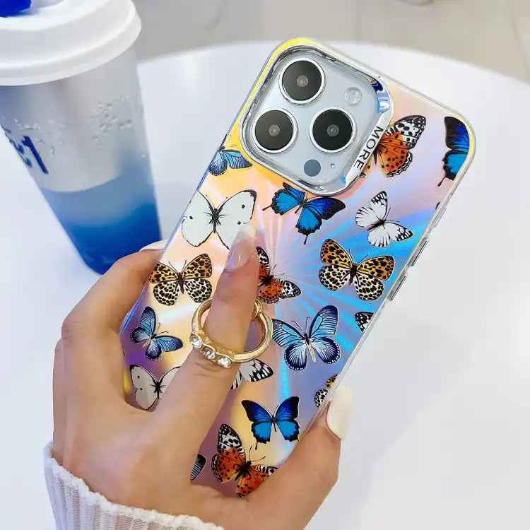 Electroplating Laser Butterfly Ring Holder Phone Case