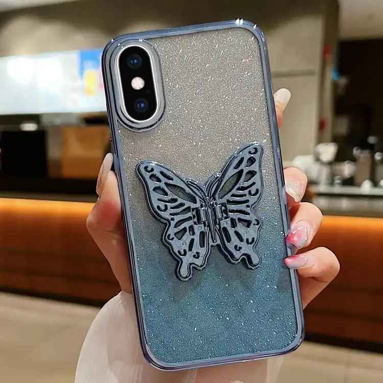 Electroplated Gradient Glitter 3D Butterfly TPU Phone Case