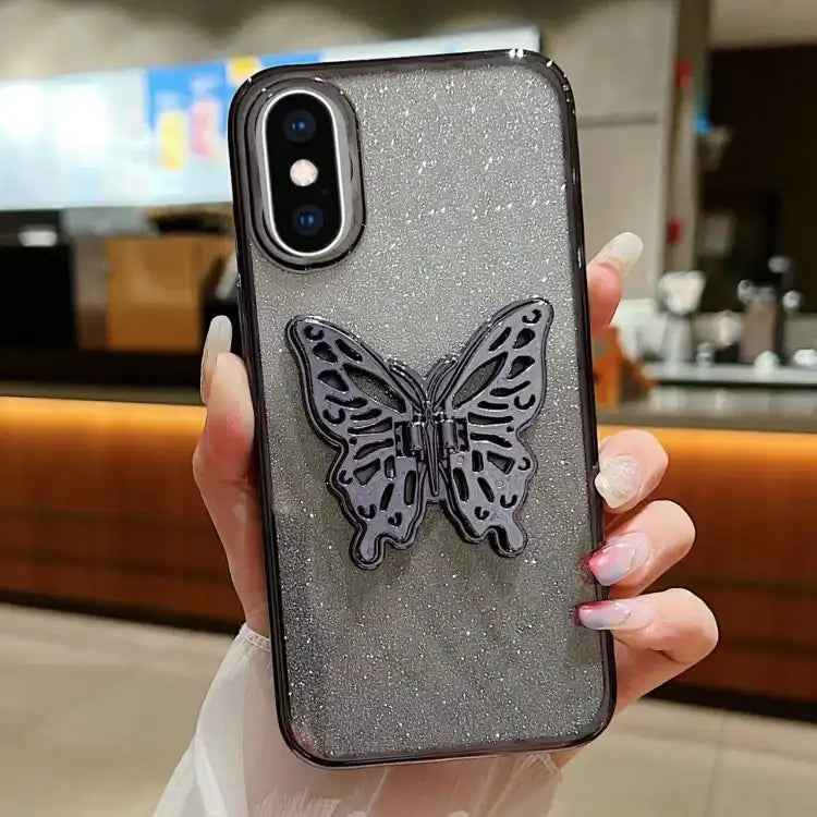 Electroplated Gradient Glitter 3D Butterfly TPU Phone Case