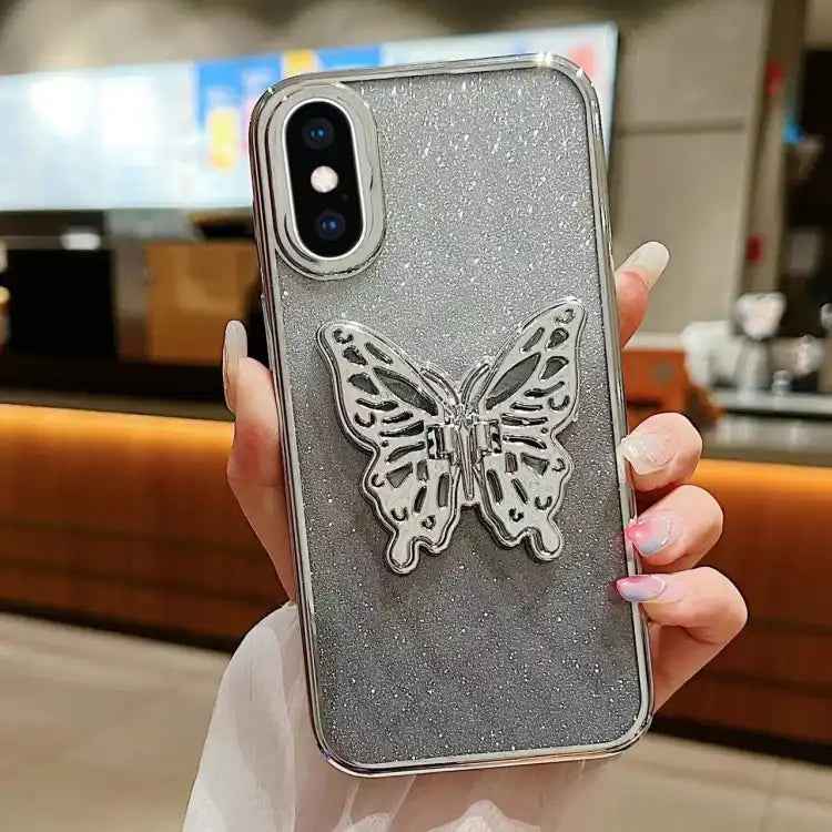 Electroplated Gradient Glitter 3D Butterfly TPU Phone Case
