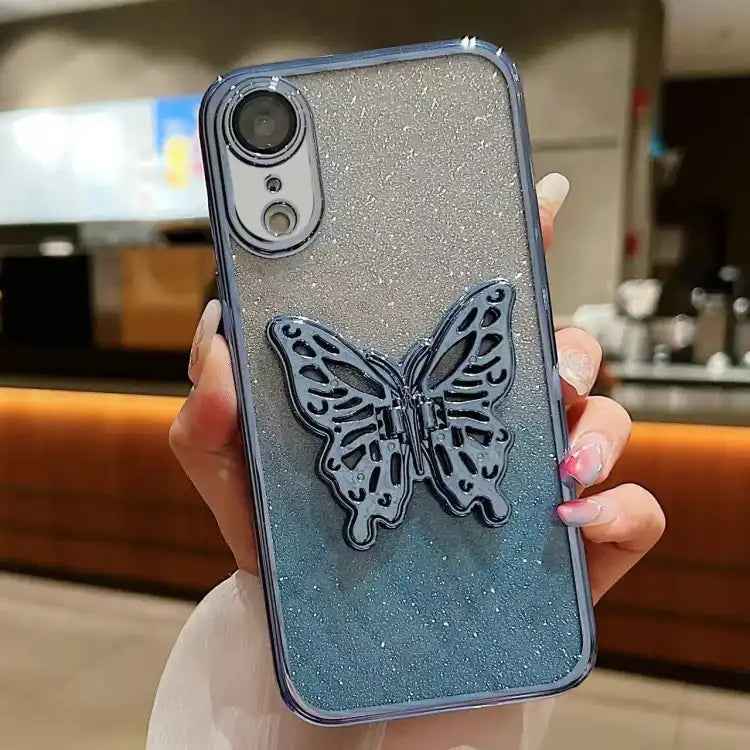 Electroplated Gradient Glitter 3D Butterfly TPU Phone Case