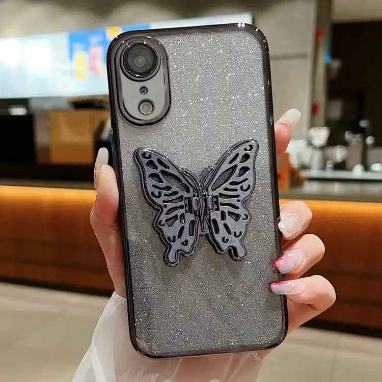 Electroplated Gradient Glitter 3D Butterfly TPU Phone Case