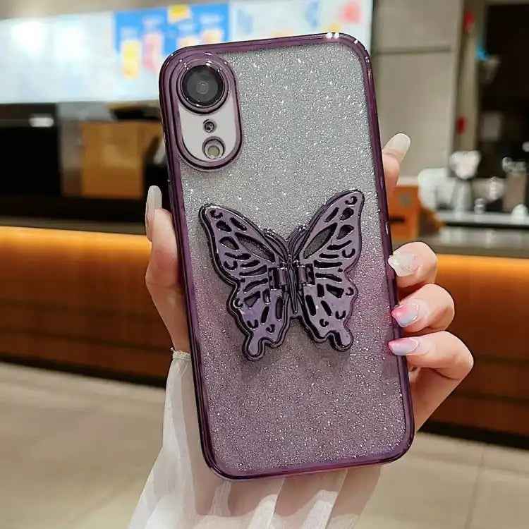 Electroplated Gradient Glitter 3D Butterfly TPU Phone Case