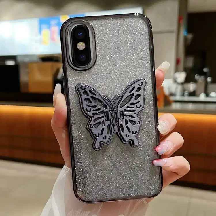 Electroplated Gradient Glitter 3D Butterfly TPU Phone Case