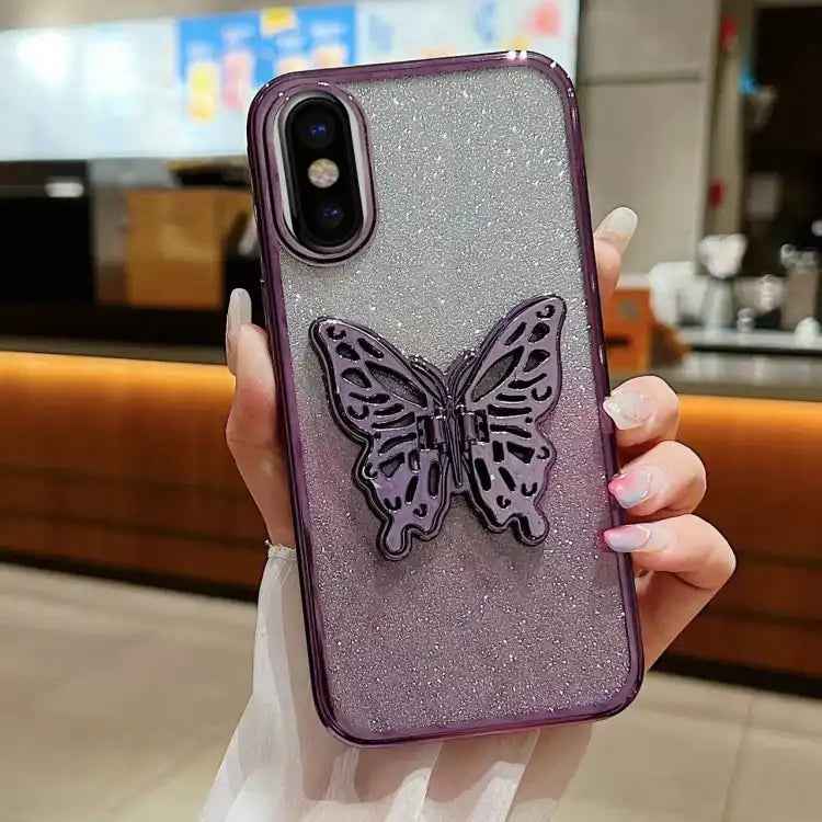 Electroplated Gradient Glitter 3D Butterfly TPU Phone Case
