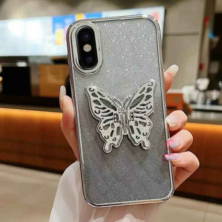 Electroplated Gradient Glitter 3D Butterfly TPU Phone Case