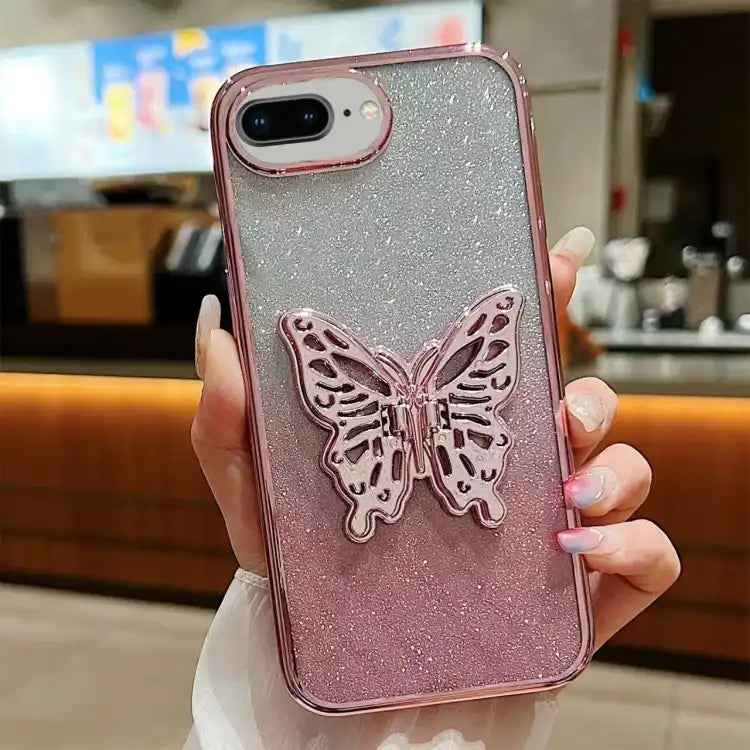 Electroplated Gradient Glitter 3D Butterfly TPU Phone Case