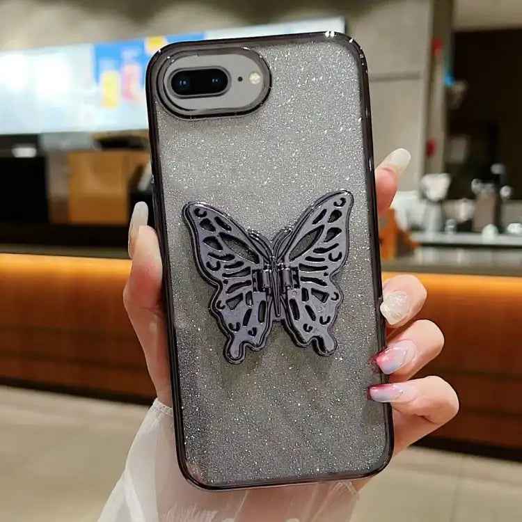 Electroplated Gradient Glitter 3D Butterfly TPU Phone Case