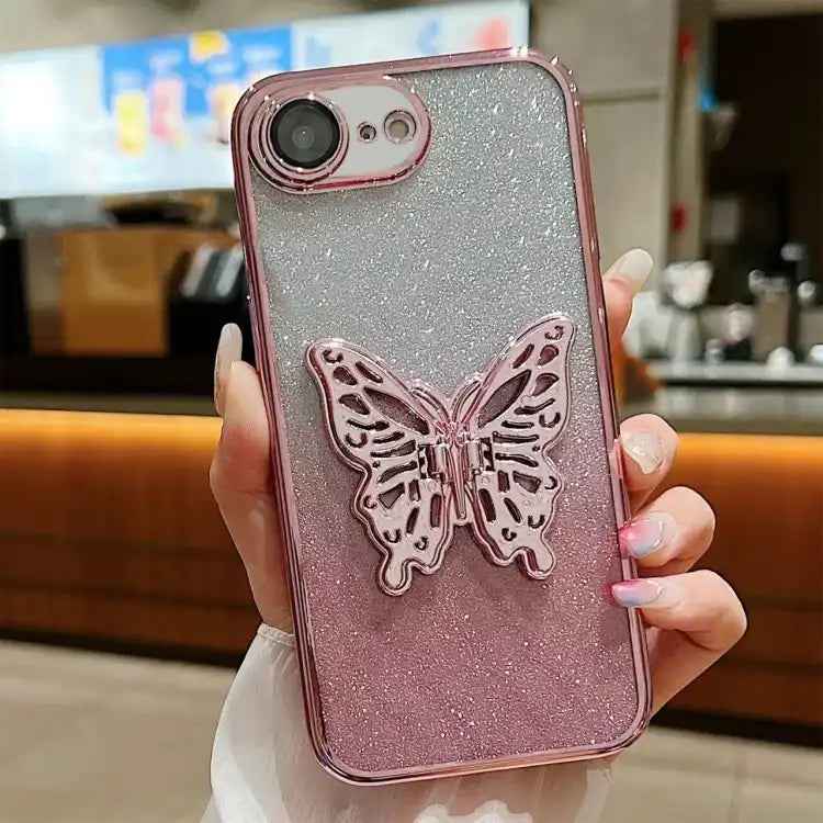 Electroplated Gradient Glitter 3D Butterfly TPU Phone Case
