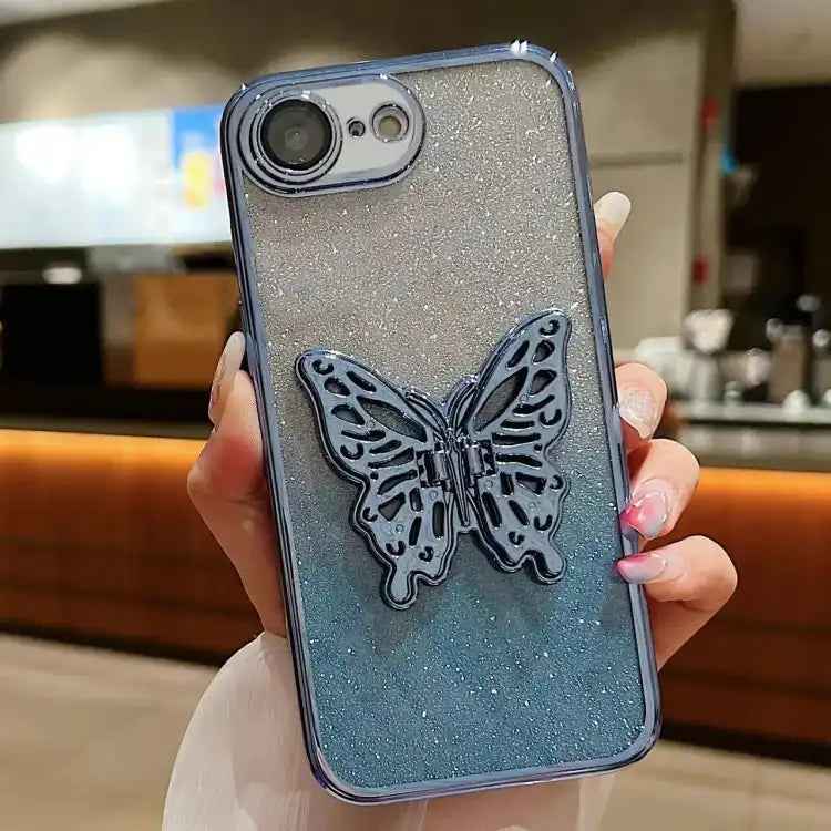 Electroplated Gradient Glitter 3D Butterfly TPU Phone Case