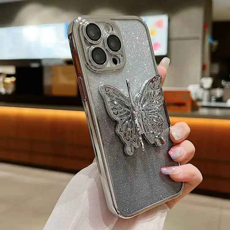 Electroplated Gradient Glitter 3D Butterfly TPU Phone Case
