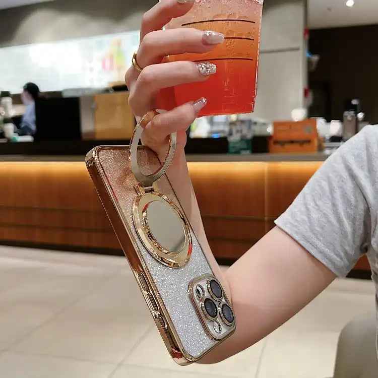Plated Mirror Holder Gradient Glitter MagSafe Phone Case