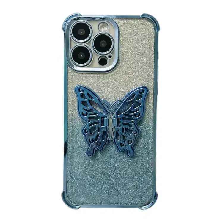 Electroplated Glitter 3D Butterfly Four-corner Shockproof TPU Phone Case