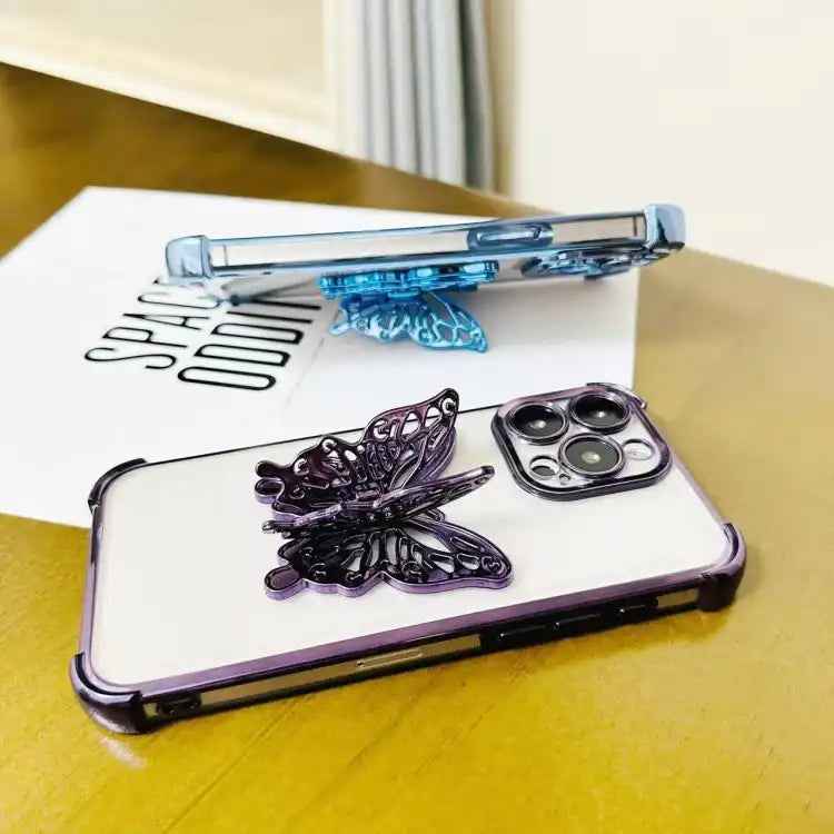 Electrpolated 3D Butterfly Holder TPU Phone Case