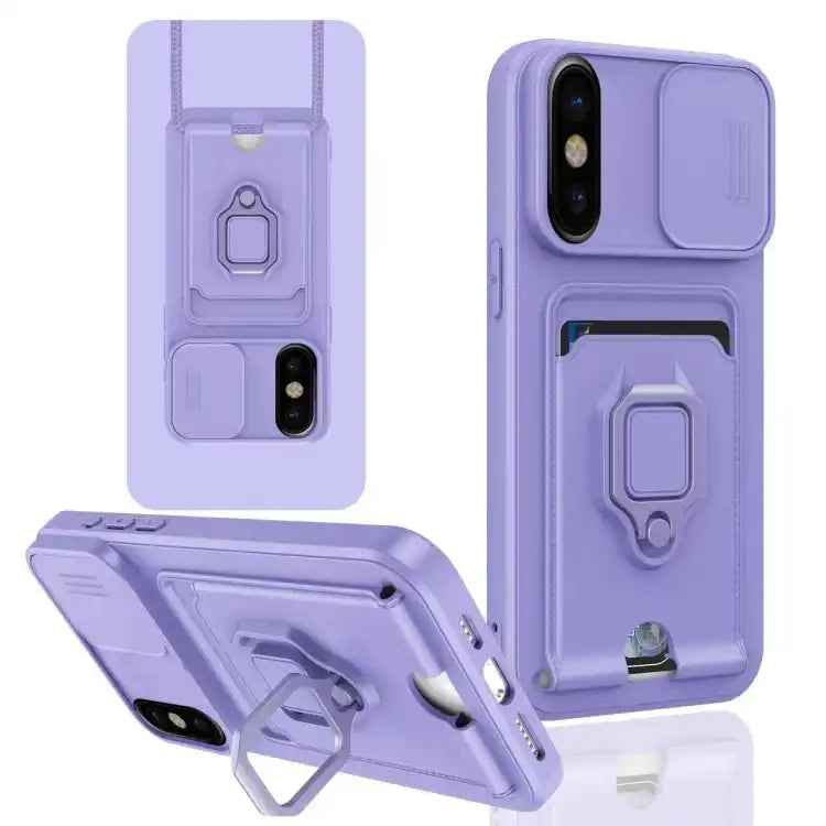 Sliding Camshield Magnetic Card Holder Silicone Phone Case