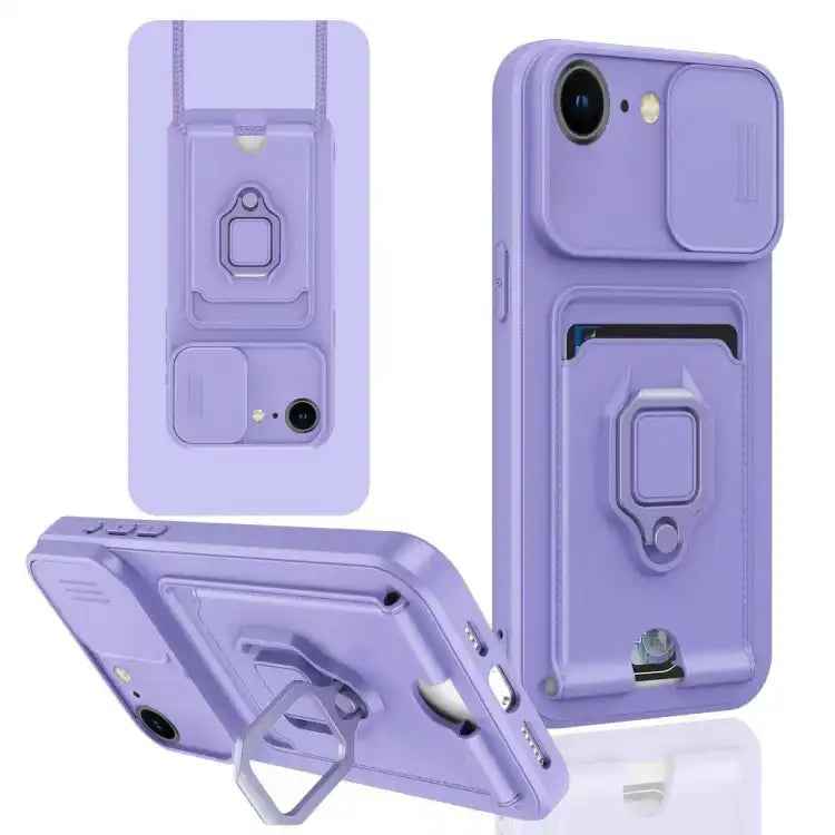 Sliding Camshield Magnetic Card Holder Silicone Phone Case