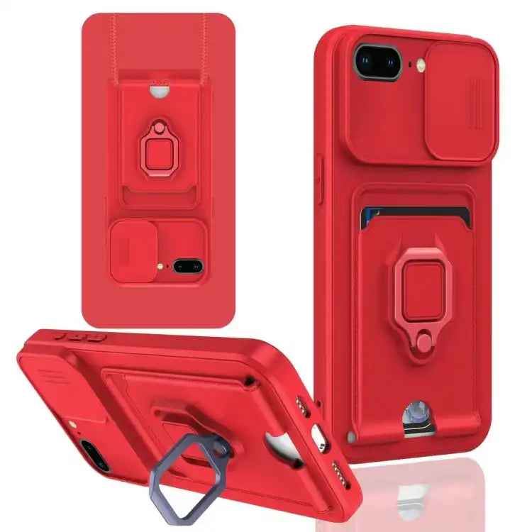 Sliding Camshield Magnetic Card Holder Silicone Phone Case