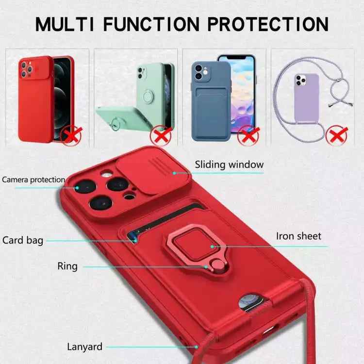 Sliding Camshield Magnetic Card Holder Silicone Phone Case