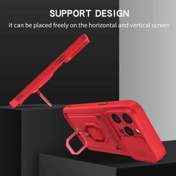 Sliding Camshield Magnetic Card Holder Silicone Phone Case