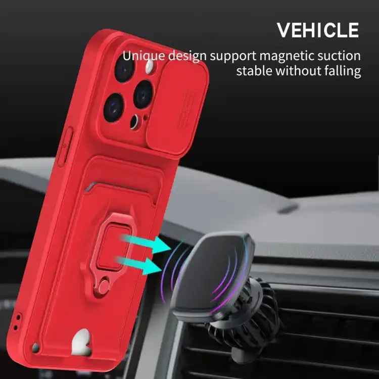 Sliding Camshield Magnetic Card Holder Silicone Phone Case