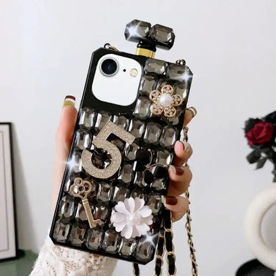 Crossbody Perfume Bottle Handmade Inlaid Diamond PC Phone Case