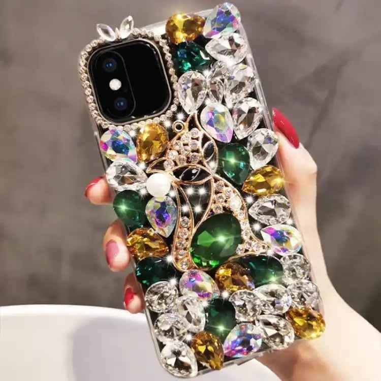 Handmade Bling Rhinestone Gemstone Fox PC Phone Case