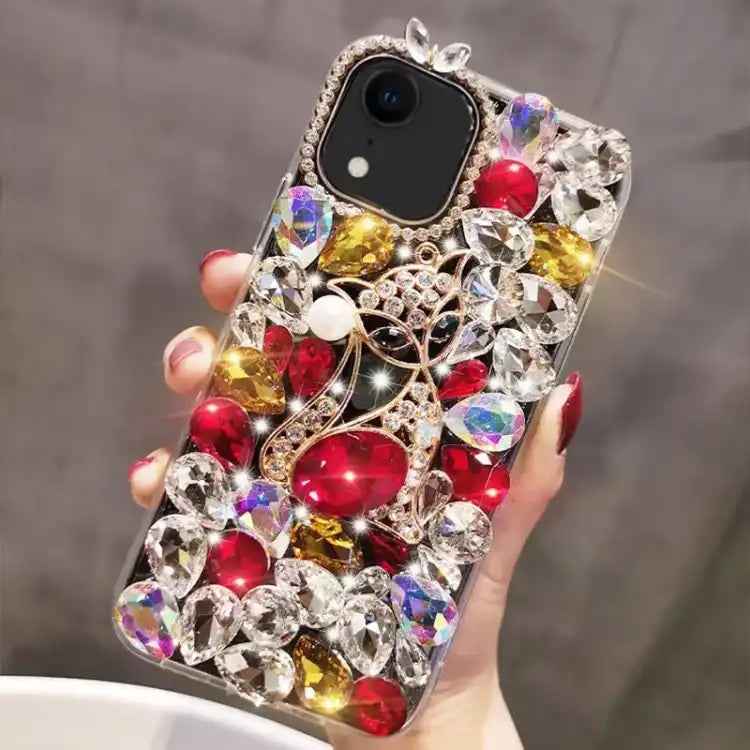 Handmade Bling Rhinestone Gemstone Fox PC Phone Case